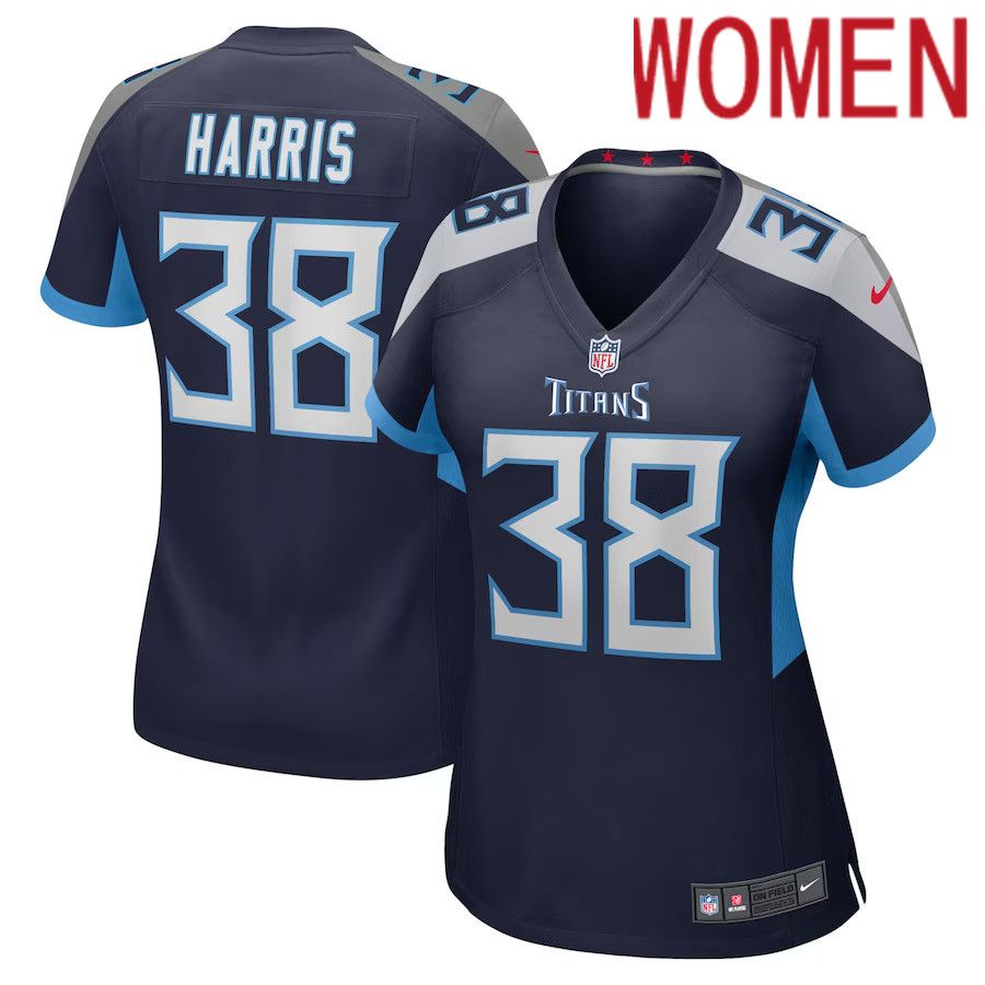 Women Tennessee Titans #38 Davontae Harris Nike Navy Home Game Player NFL Jersey->women nfl jersey->Women Jersey